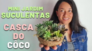 Casca do Coco Como Base de Mini Jardim de Suculentas