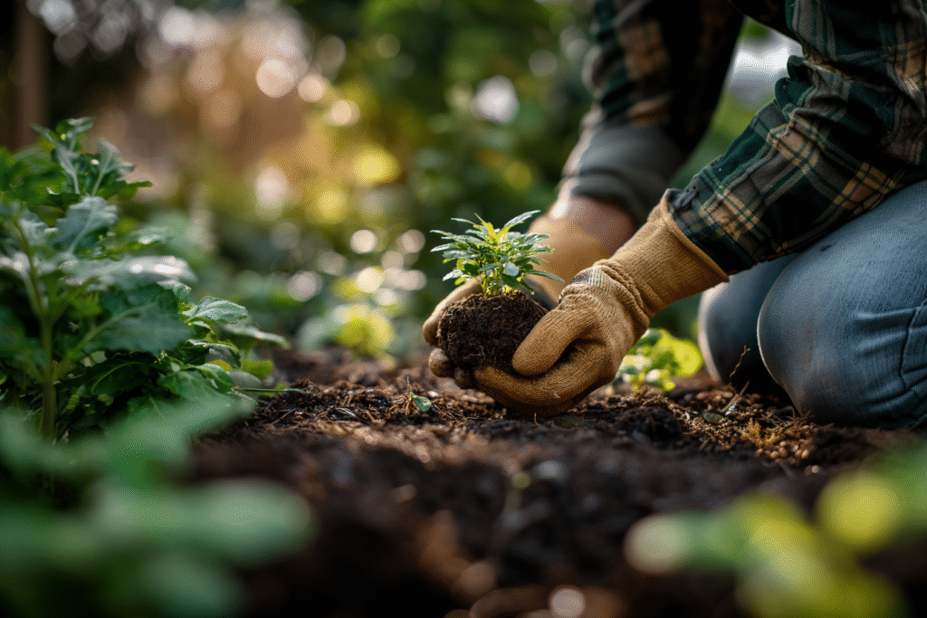 A arte de como plantar mudas.