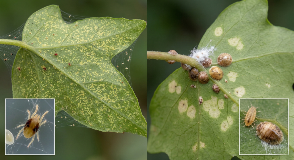 Todo jardineiro sabe que, mais cedo ou mais tarde, alguns visitantes indesejados podem aparecer. Com a hera inglesa, as pragas mais comuns costumam ser os ácaros e as cochonilhas