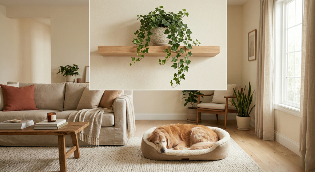 Cultive a hera inglesa exclusivamente em vasos suspensos no teto ou nas prateleiras mais altas e inacessíveis da casa. 